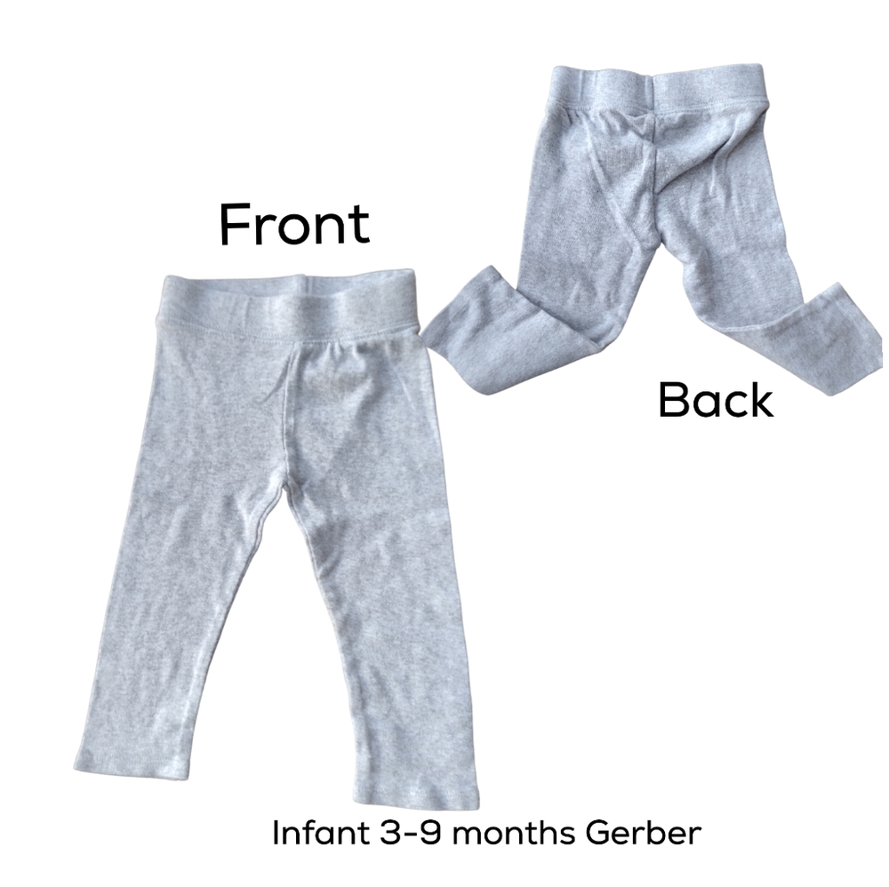 ⭐C) Gerber Organic Gray Cotton Leggings | Infant 3–9 Months